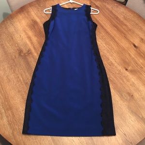 Business Chic Royal and Black Lace Dress